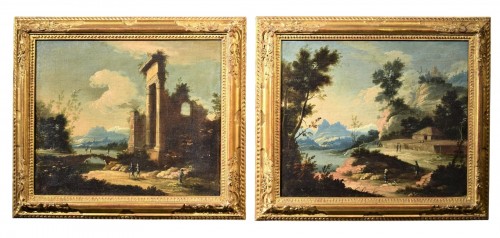 Paire de paysages vénitiens - Pietro Antonio Domenichini (1699-1743)
